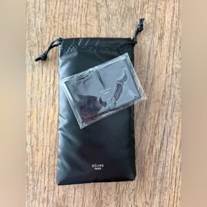 Celine Black pillow sunglass case with celine wipe